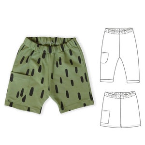 Kids short sewing pattern, pocket short sewing pattern for children, pants and short pattern, newborn to 9 years