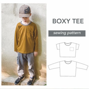 Kinder T-shirt Schnittmuster, PDF Schnittmuster 0-12 Jahre, Oversized Kinder Top Schnittmuster für Kleinkinder und größere Kinder.
