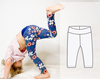 Children leggings pattern, sewing pattern for a kids yoga waist leggings up to 10 years, digital sewing pattern to print at home