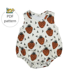 Baby romper sewing pattern, bubble onesie pattern, PDF, baby sunsuit pattern, bodysuit pattern, image 1