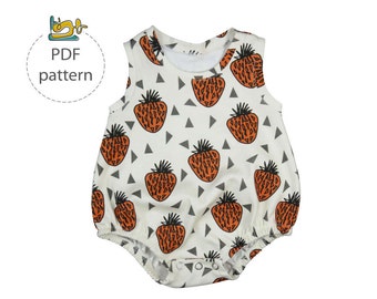 Baby romper sewing pattern, bubble onesie pattern, PDF, baby sunsuit pattern, bodysuit pattern,