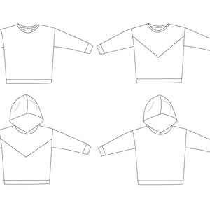 Kids sweatshirt sewing pattern, hoodie sewing pattern, colour block sweatshirt, oversized sweatshirt pattern for babies, toddlers and teens image 2