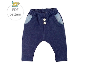 Baby sewing pattern, pants sewing pattern , pocket pants pattern , digital pattern and tutorial, instant download