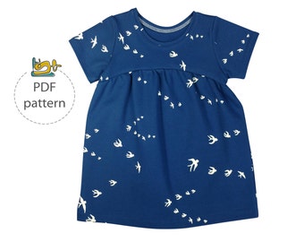 Baby tunic  and dress sewing pattern, PDF sewing pattern, knit fabrics pattern, easy baby pattern, girl's knee length dress pattern