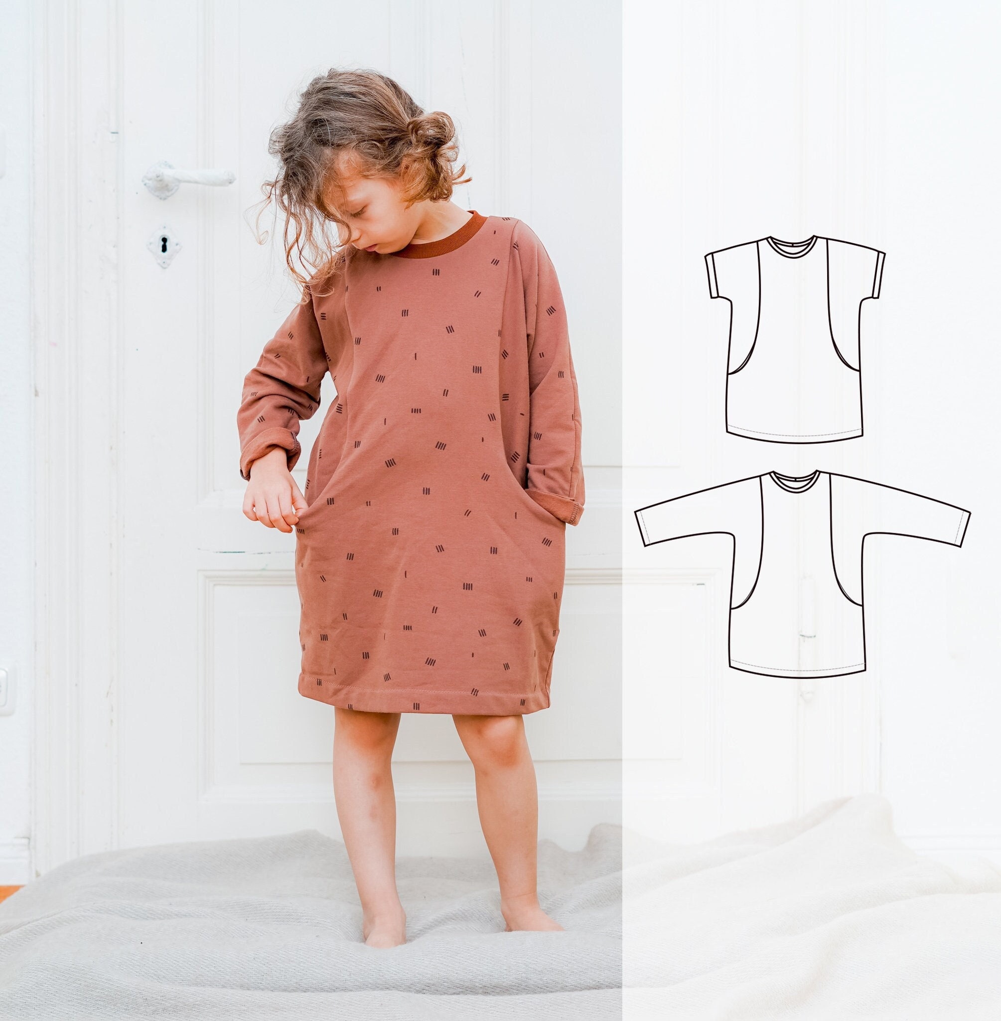 Children's Dress Sewing Pattern With Pockets, the Rainy Day Dress