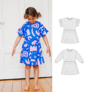 Patroon kinderjurk - Kira-jurk - een modern jurkpatroon met uitgesneden mouwen voor meisjes