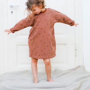 Children's dress sewing pattern with pockets, The Rainy Day dress is an oversized kids' pattern for girls from baby to 10 years. image 2