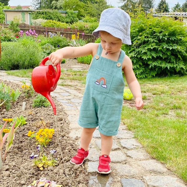 Kurzer Overall Schnittmuster, Schnittmuster Sommer Strampler, Schnittmuster gewebter Overall, Schnittmuster kurze Latzhose, Baby Overall, digitales Schnittmuster