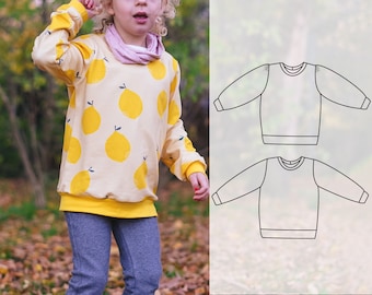 Patrón de costura de sudadera para niños, de bebé a 12 años.