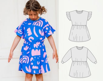Patron de robe pour enfant - Robe Kira - Un modèle de robe moderne à manches dolman pour fille