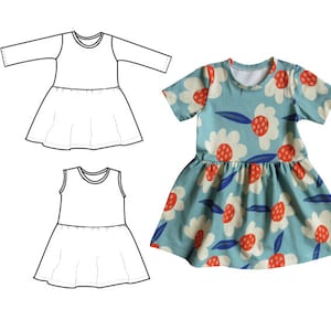Baby dress sewing pattern, Girl's dress pattern, PDF dress pattern, Twirl dress pattern, Newborn to 12 years, long sleeve, short sleeve image 1