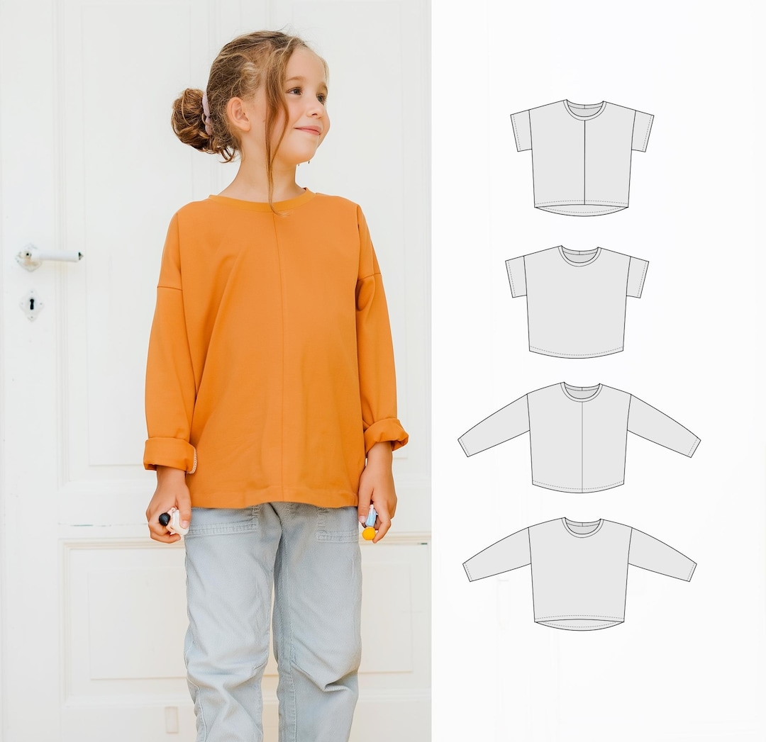Toy Tops Patterns Oversized Children's Top Sewing Pattern, Boxy Tee Pattern, the Drift ...