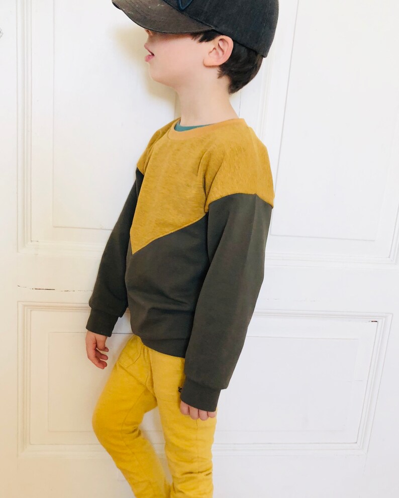 Kids sweatshirt sewing pattern, hoodie sewing pattern, colour block sweatshirt, oversized sweatshirt pattern for babies, toddlers and teens image 4