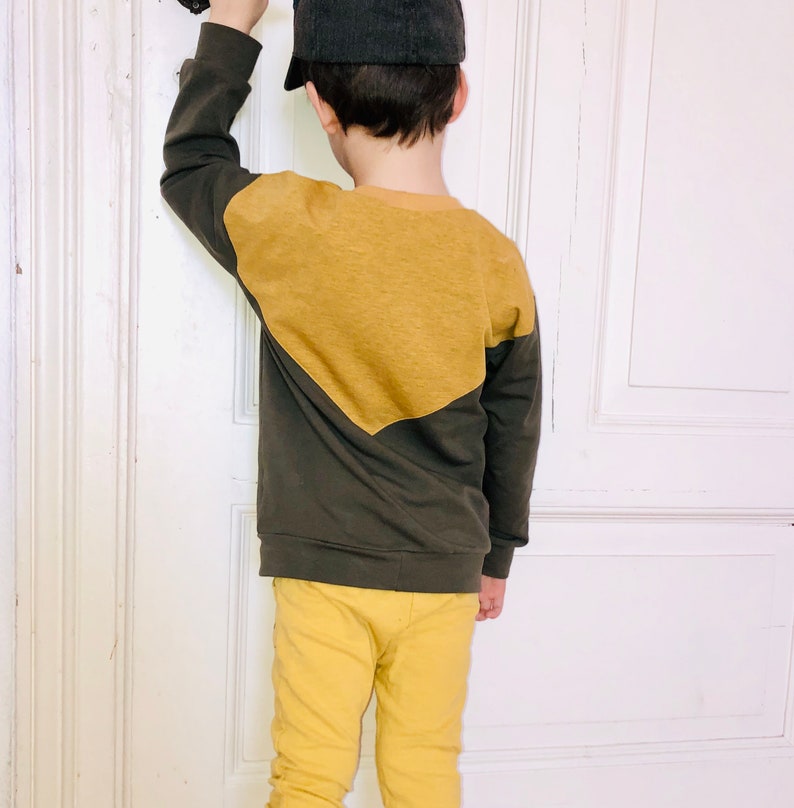 Kids sweatshirt sewing pattern, hoodie sewing pattern, colour block sweatshirt, oversized sweatshirt pattern for babies, toddlers and teens image 8