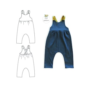 Girl&#39;s overall pattern, kids overall, baby romper pattern, girl&#39;s jumpsuit sewing pattern, cotton overall pattern