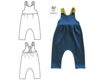 Girl's overall pattern, kids overall, baby romper pattern, girl's jumpsuit sewing pattern, cotton overall pattern