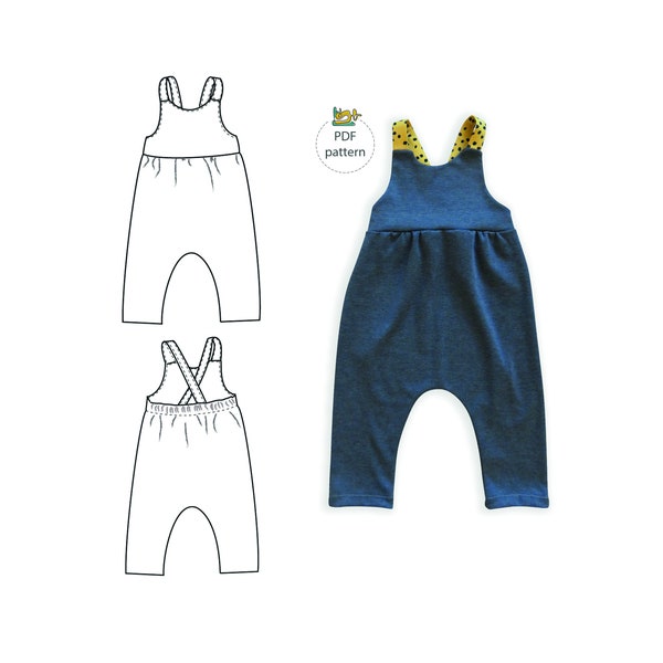 Algemeen patroon voor meisjes, kinderoverall, babyromperpatroon, naaipatroon voor meisjesjumpsuit, katoenen algemeen patroon