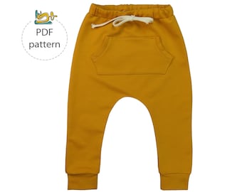 Harem pants pattern, baby harem pants sewing pattern, pdf, baby sewing pattern, toddler sewing patterns, boy sewing patterns, baby pants pdf