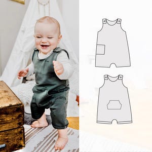 Toni romper pattern, kids summer romper for knit fabrics, newborn to 5 years