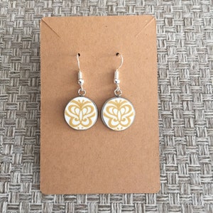 Corelle Golden Butterfly Pattern, Broken Plate , Broken China Jewelry, Vintage China, Corelle Earrings