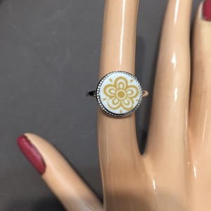 Corelle Golden Butterfly Pattern, Broken Plate Ring, Broken China Jewelry, Vintage China, Corelle Ring