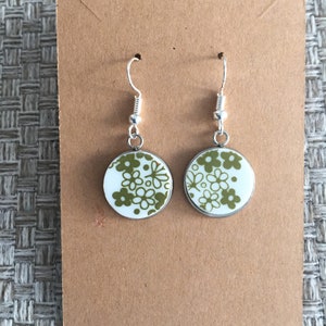 Corelle Spring Blossom Pattern, Broken Plate Earrings, Broken China Jewelry, Vintage China, Corelle Earrings
