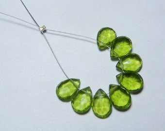 Peridot Quartz Cut BeadsPeridot Quartz Heart Shape Briolette Beads Peridot Quartz Faceted Briolette BeadsPeridot Quartz 5 Matched Pair.