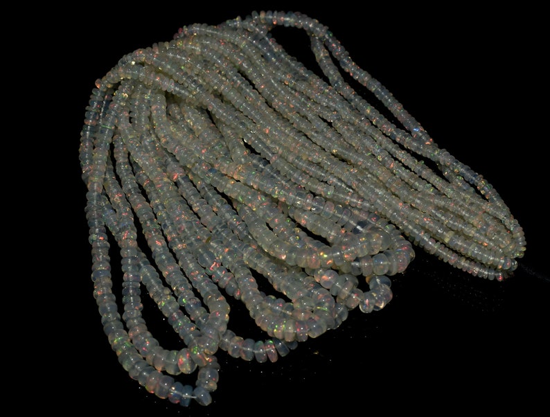 Natural Ethiopian Opal Rondelle Beads Smooth Opal Beads AAA Natural Opal 16inch Strand Opal Beads Fire Opal beads 3 to 5 MM Size