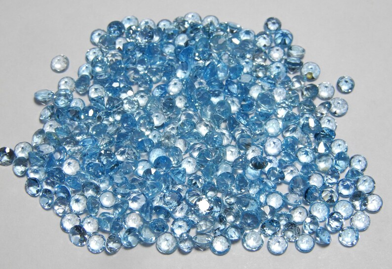 Genuine Natural Swiss Blue Topaz Round Faceted 3MM 8MM 5MM 4MM 6MM Size AAA+++ Quality Natural Swiss Blue Topaz Gemstone Round Shape