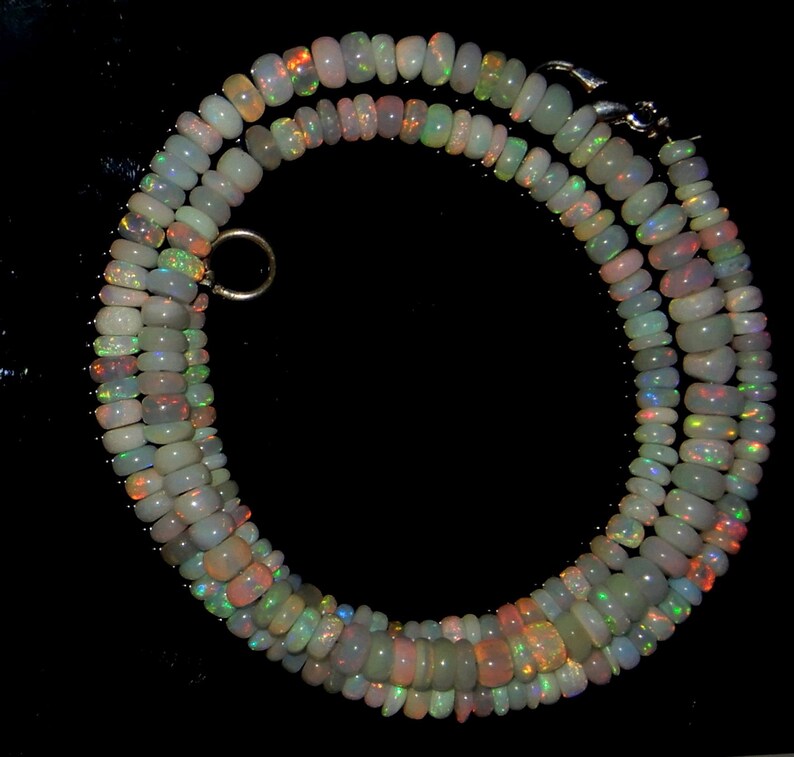 Quality Roundel Beads Multi Fire 16inch Long Strand Lo65 Amazing Quality Natural Ethiopian Opal Beads Necklace 3 MM To 5 MM Size AAA++