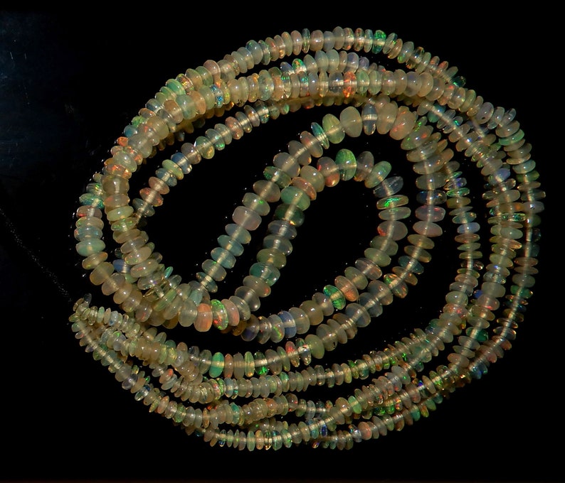Amazing Fire Natural Ethiopian opal Roundel Beads 2 to 4 MM Size Superb Fire Welo Fire Opal Beads 16 inch long Strand In low Prize