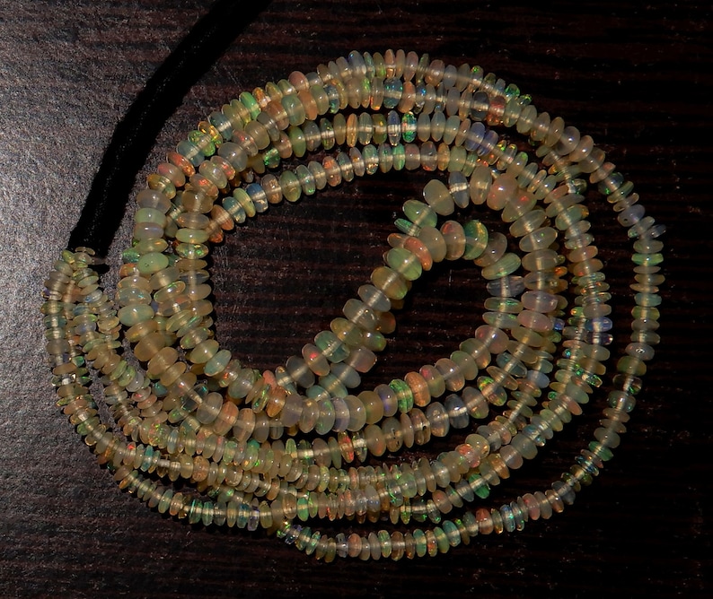 Amazing Fire Natural Ethiopian opal Roundel Beads 2 to 4 MM Size Superb Fire Welo Fire Opal Beads 16 inch long Strand In low Prize