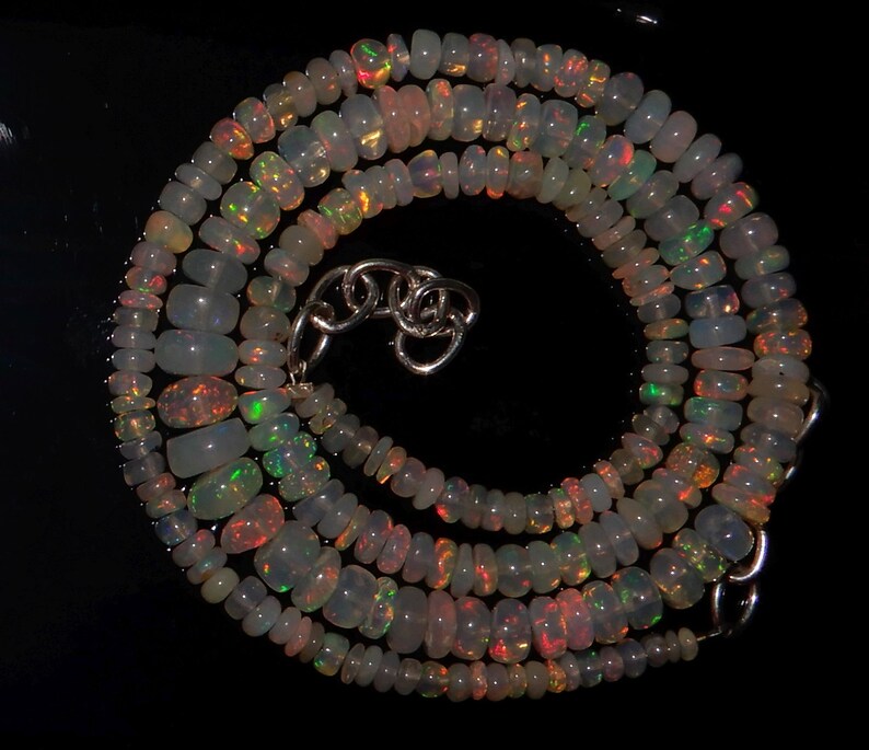Beautiful AAA++ High Quality Natural Ethiopian opal Smooth Polished Roundel beads 3.5 to 6 MM Amazing Fire 16inch long Strand Op2