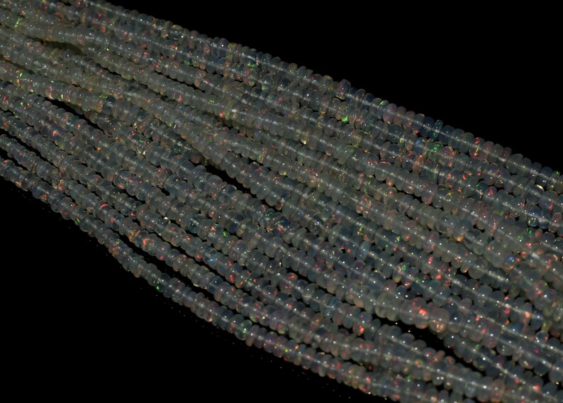 Natural Ethiopian Opal Rondelle Beads Smooth Opal Beads AAA Natural Opal 16inch Strand Opal Beads Fire Opal beads 3 to 5 MM Size