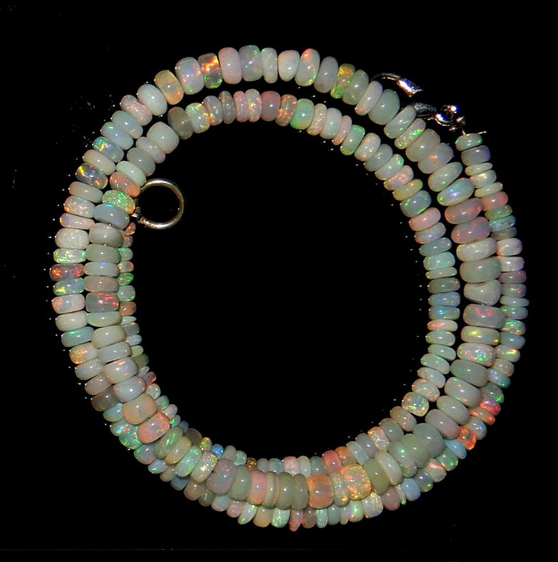 Quality Roundel Beads Multi Fire 16inch Long Strand Lo65 Amazing Quality Natural Ethiopian Opal Beads Necklace 3 MM To 5 MM Size AAA++