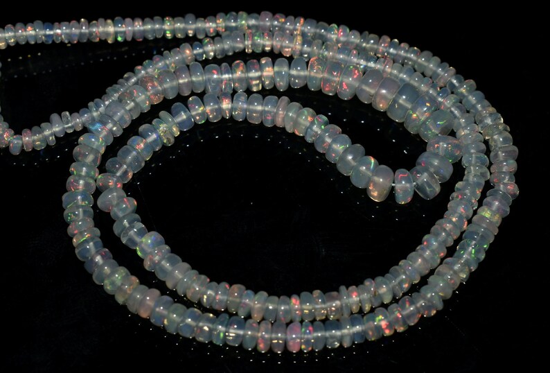 Natural Ethiopian Opal Rondelle Beads Smooth Opal Beads AAA Natural Opal 16inch Strand Opal Beads Fire Opal beads 3 to 5 MM Size