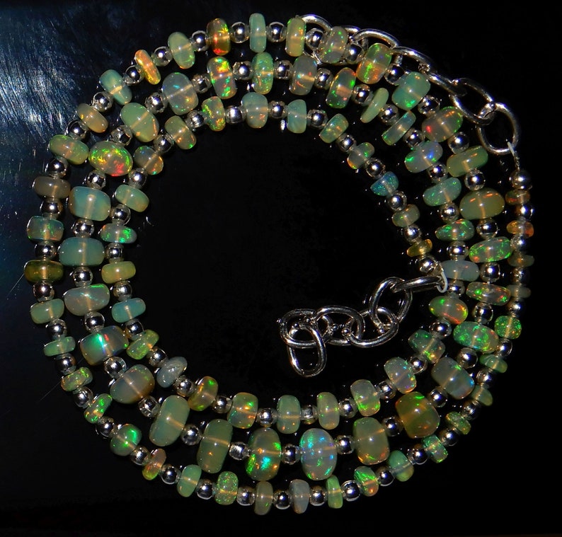Amazing Quality Natural Ethiopian Opal Roundel Loose Beads 25 Pieces Mix Size Size Welo Fire Opal Loose Beads Opal gemstone