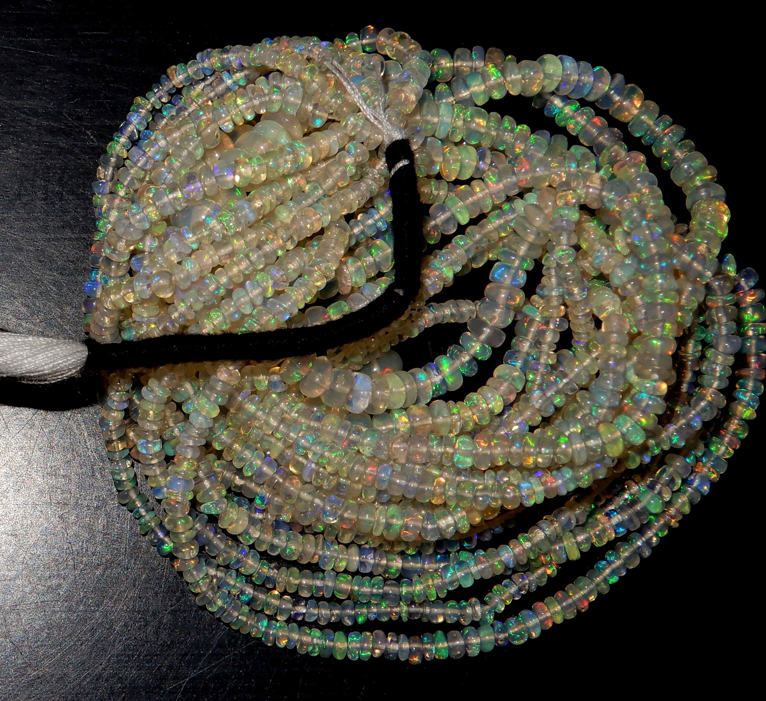 Opal Beads | Smooth opal Rondelle Beads Natural Ethiopian Opal Beads yellow Multi Fire Opal Wholesale Beads 3-5 MM size Beads Opal Beads | Smooth opal Rondelle Beads Natural Ethiopian Opal Beads yellow Multi Fire Opal Wholesale Beads 3-5 MM size Beads