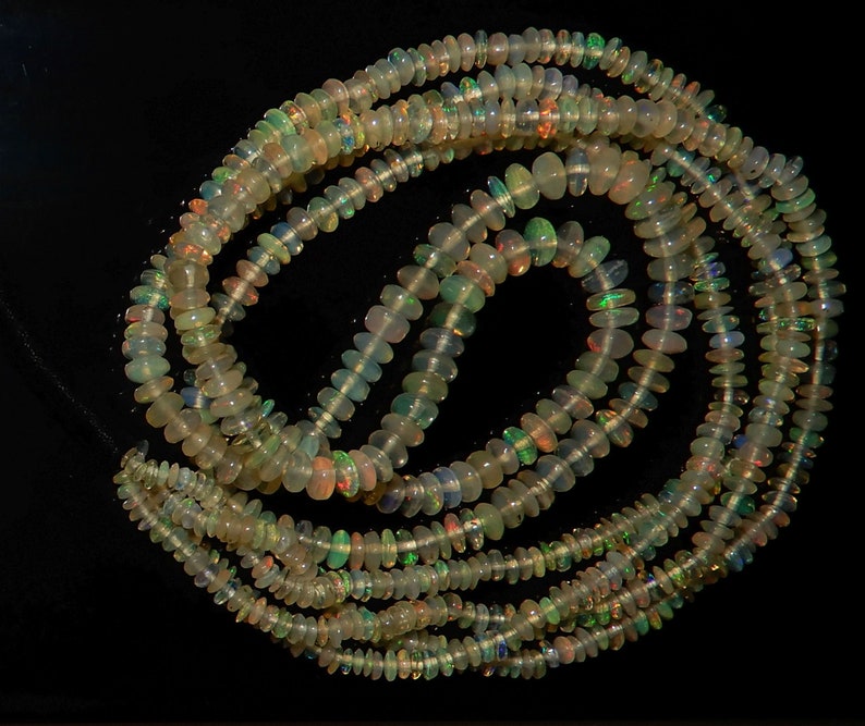 Amazing Fire Natural Ethiopian opal Roundel Beads 2 to 4 MM Size Superb Fire Welo Fire Opal Beads 16 inch long Strand In low Prize