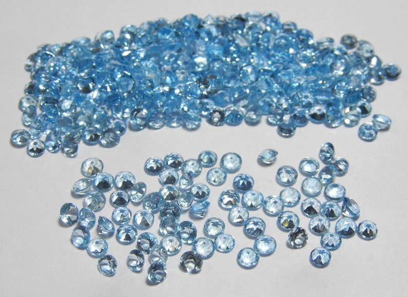 Genuine Natural Swiss Blue Topaz Round Faceted 3MM 8MM 5MM 4MM 6MM Size AAA+++ Quality Natural Swiss Blue Topaz Gemstone Round Shape