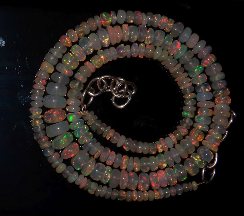 Beautiful AAA++ High Quality Natural Ethiopian opal Smooth Polished Roundel beads 3.5 to 6 MM Amazing Fire 16inch long Strand Op2