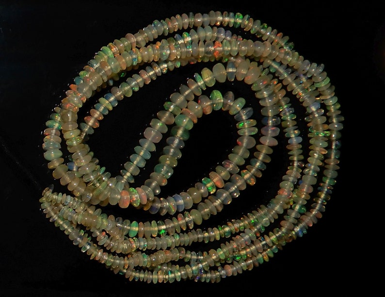 Amazing Fire Natural Ethiopian opal Roundel Beads 2 to 4 MM Size Superb Fire Welo Fire Opal Beads 16 inch long Strand In low Prize