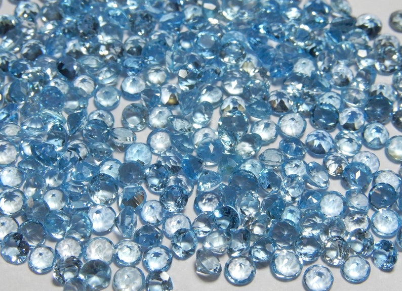 Genuine Natural Swiss Blue Topaz Round Faceted 3MM 8MM 5MM 4MM 6MM Size AAA+++ Quality Natural Swiss Blue Topaz Gemstone Round Shape