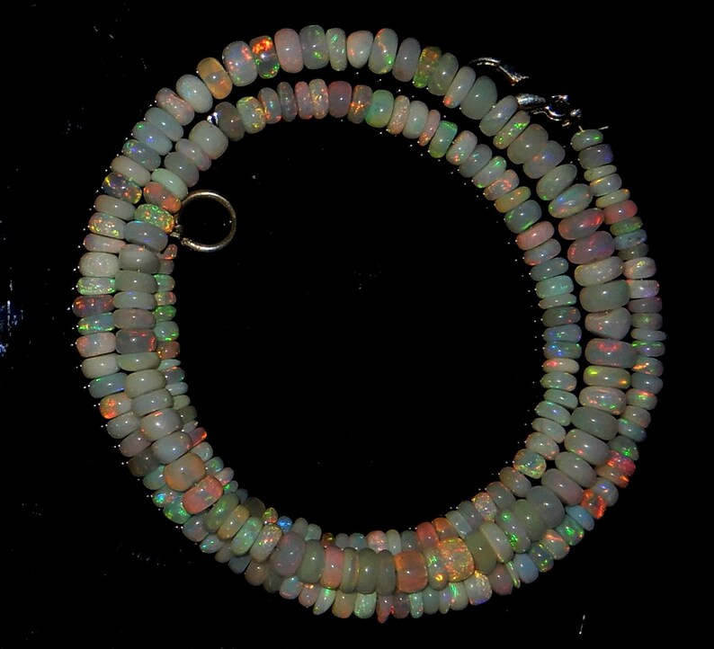 Quality Roundel Beads Multi Fire 16inch Long Strand Lo65 Amazing Quality Natural Ethiopian Opal Beads Necklace 3 MM To 5 MM Size AAA++