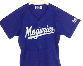 Camiseta de béisbol Mizuno Osaka Japón Vintage #1 Camisa azul Talla L