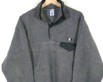 Champion Products USA Grey Small Logo Button Snap-T Fleece Warm jacket Men's Women's Sweater / Jacket / Size M  - Made in Japan