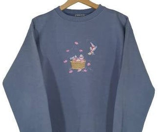 90's Basic Editions Crewneck Blue Pullover Vintage Sweater / Sweatshirt / Jumper Size M