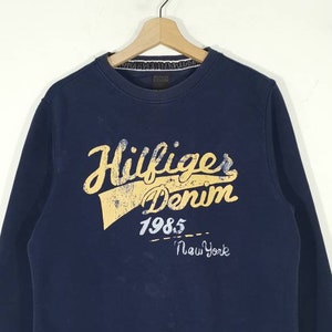 Hilfiger Denim by Tommy Hilfiger Crewneck Big Logo Blue Pullover Sweatshirt / Sweater / Jumper / Cardigan Size M