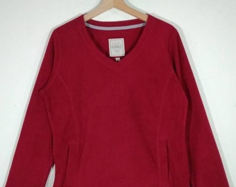 Merona V-ringad tröja Röd fleecetröja/sweatshirt/jumper för kvinnor Storlek M