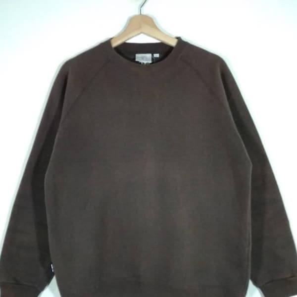 Rare!! AVIREX USA Embroidery Logo Pullover Crew Neck Brown Sweatshirt | Sweater | Jumper | Cardigan Size M